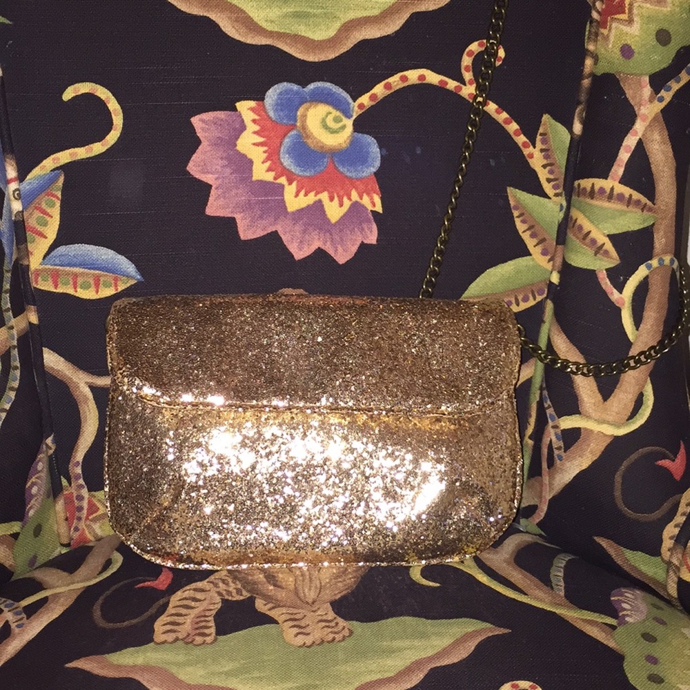J. Crew Gold Glitter Crossbody or Clutch